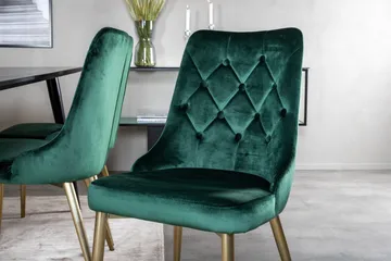 Balisa Spisegruppe 180 cm inkl. 6 Valerie Lyx Stoler - Fløyel/Svart/Mørkegrønn/Gull - Møbler - Bord - Spisegruppe