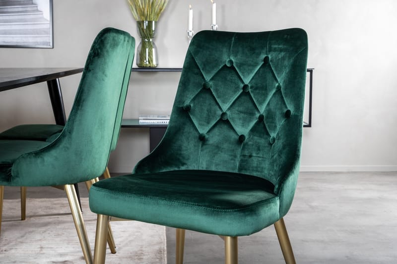 Balisa Spisegruppe 180 cm inkl. 6 Valerie Lyx Stoler - Fløyel/Svart/Mørkegrønn/Gull - Møbler - Bord - Spisegruppe