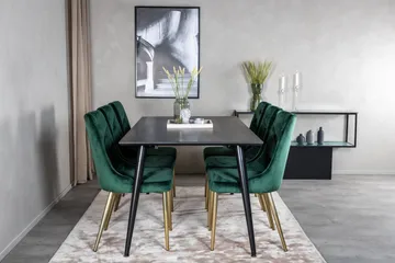 Balisa Spisegruppe 180 cm inkl. 6 Valerie Lyx Stoler - Fløyel/Svart/Mørkegrønn/Gull - Møbler - Bord - Spisegruppe