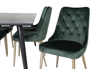 Balisa Spisegruppe 180 cm inkl. 6 Valerie Lyx Stoler - Fløyel/Svart/Mørkegrønn/Gull - Møbler - Bord - Spisegruppe