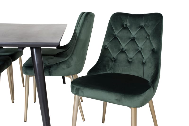Balisa Spisegruppe 180 cm inkl. 6 Valerie Lyx Stoler - Fløyel/Svart/Mørkegrønn/Gull - Møbler - Bord - Spisegruppe
