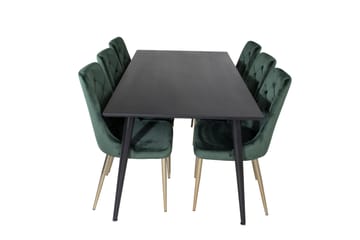 Balisa Spisegruppe 180 cm inkl. 6 Valerie Lyx Stoler - Fløyel/Svart/Mørkegrønn/Gull - Møbler - Bord - Spisegruppe