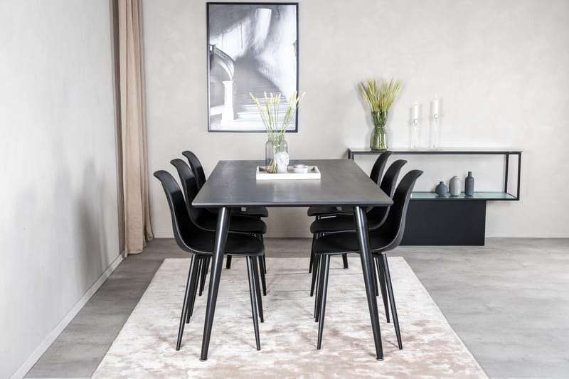 Balisa Spisegruppe 180 cm inkl. 6 Ypas Stoler - Svart - Møbler - Bord - Spisegruppe