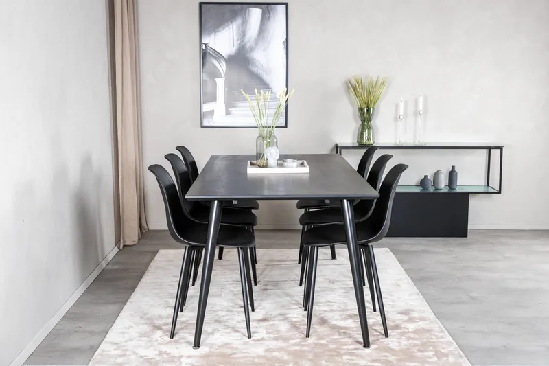 Balisa Spisegruppe 180 cm inkl. 6 Ypas Stoler - Svart - Møbler - Bord - Spisegruppe