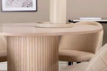 Biana Spisegruppe 100 cm Rund inkl. 4 Velvets Stoler - Beige/Svart - Møbler - Bord - Spisegruppe