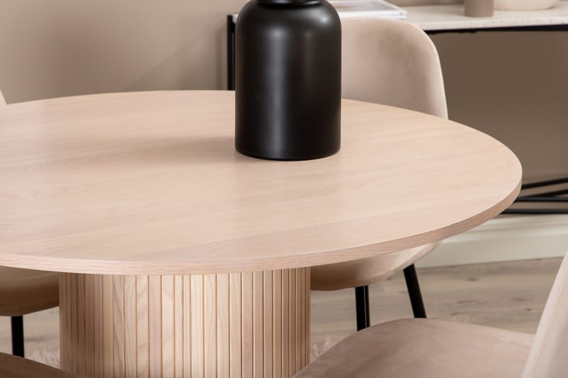 Biana Spisegruppe 100 cm Rund inkl. 4 Pontus Stoler - Beige/Svart - Møbler - Bord - Spisegruppe