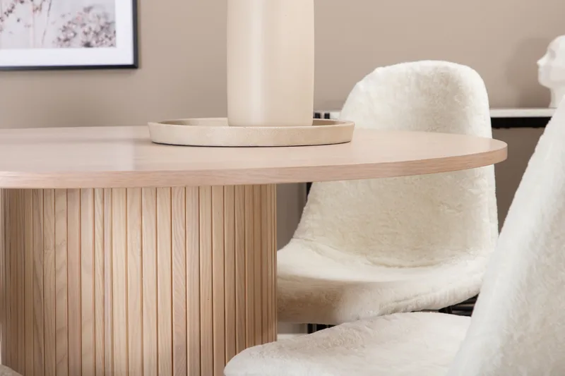 Biana Spisegruppe 100 cm Rund inkl. 4 Pontus Stoler - Beige/Hvit/Svart - Møbler - Bord - Spisegruppe