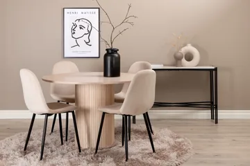 Biana Spisegruppe 100 cm Rund inkl. 4 Pontus Stoler - Beige/Svart - Møbler - Bord - Spisegruppe