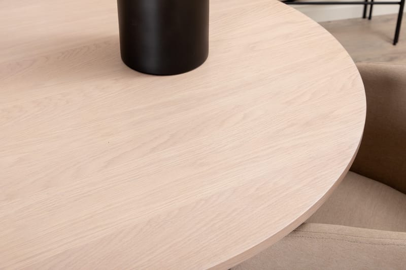 Biana Spisegruppe 110 cm Rund inkl. 4 Berita Stoler - Beige/Svart - Møbler - Bord - Spisegruppe