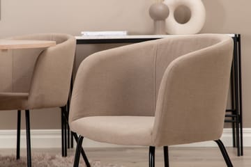 Biana Spisegruppe 110 cm Rund inkl. 4 Berita Stoler - Beige/Svart - Møbler - Bord - Spisegruppe