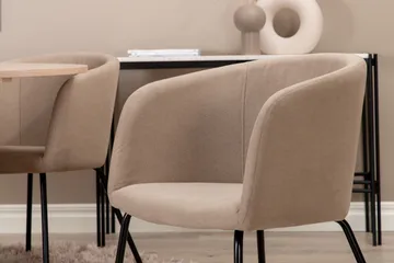 Biana Spisegruppe 110 cm Rund inkl. 4 Berita Stoler - Beige/Svart - Møbler - Bord - Spisegruppe