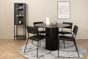 Biana Spisegruppe 110 cm Rund inkl. 4 Kenth Stoler - Svart/Kunstlær - Møbler - Bord - Spisegruppe