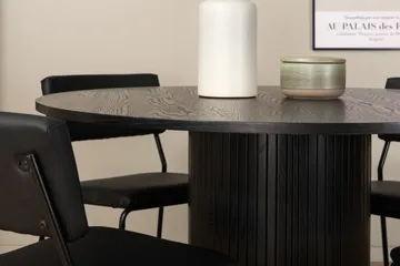 Biana Spisegruppe 110 cm Rund inkl. 4 Kenth Stoler - Svart/Kunstlær - Møbler - Bord - Spisegruppe