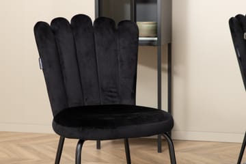 Biana Spisegruppe 110 cm Rund inkl. 4 Limhamn Fløyelsstoler - Svart - Møbler - Bord - Spisegruppe