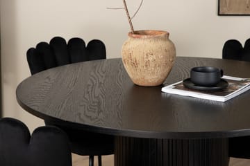Biana Spisegruppe 110 cm Rund inkl. 4 Limhamn Fløyelsstoler - Svart - Møbler - Bord - Spisegruppe
