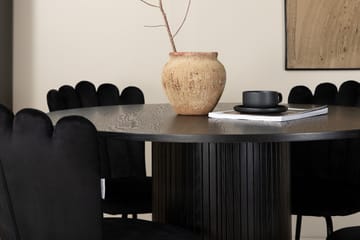 Biana Spisegruppe 110 cm Rund inkl. 4 Limhamn Fløyelsstoler - Svart - Møbler - Bord - Spisegruppe