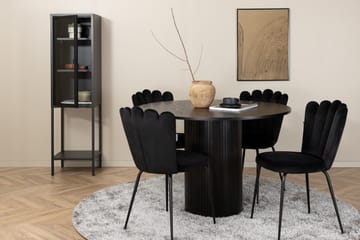 Biana Spisegruppe 110 cm Rund inkl. 4 Limhamn Fløyelsstoler - Svart - Møbler - Bord - Spisegruppe