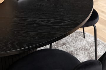 Biana Spisegruppe 110 cm Rund inkl. 4 Limhamn Fløyelsstoler - Svart - Møbler - Bord - Spisegruppe