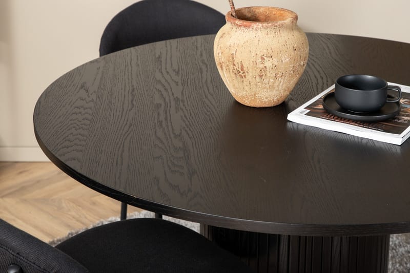 Biana Spisegruppe 110 cm Rund inkl. 4 Moncoll Stoler - Svart - Møbler - Bord - Spisegruppe
