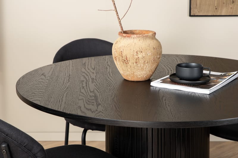 Biana Spisegruppe 110 cm Rund inkl. 4 Moncoll Stoler - Svart - Møbler - Bord - Spisegruppe