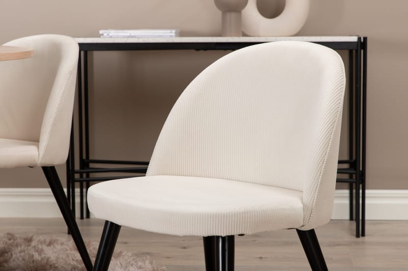 Biana Spisegruppe 110 cm Rund inkl. 4 Valera Cordfløyelstole - Beige/Svart - Møbler - Bord - Spisegruppe