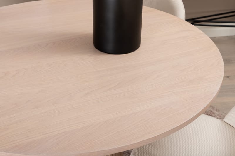 Biana Spisegruppe 110 cm Rund inkl. 4 Valera Cordfløyelstole - Beige/Svart - Møbler - Bord - Spisegruppe