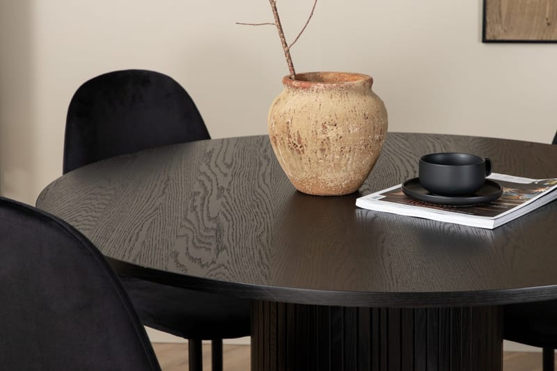 Biana Spisegruppe 110 cm Rund inkl. 4 Pontus Stoler - Svart - Møbler - Bord - Spisegruppe