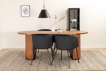 Biana Spisegruppe 200 cm Oval inkl. 4 Berita Fløyelsstoler - Valnøttbrun/Svart - Møbler - Bord - Spisegruppe