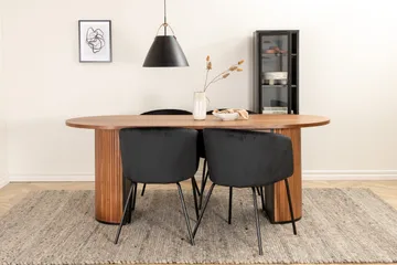 Biana Spisegruppe 200 cm Oval inkl. 4 Berita Fløyelsstoler - Valnøttbrun/Svart - Møbler - Bord - Spisegruppe