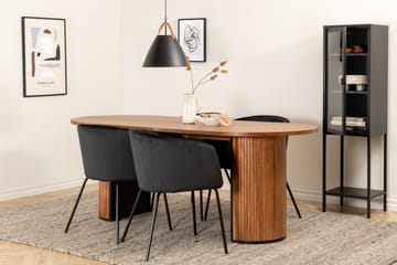 Biana Spisegruppe 200 cm Oval inkl. 4 Berita Fløyelsstoler - Valnøttbrun/Svart - Møbler - Bord - Spisegruppe