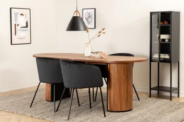 Biana Spisegruppe 200 cm Oval inkl. 4 Berita Fløyelsstoler - Valnøttbrun/Svart - Møbler - Bord - Spisegruppe