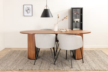 Biana Spisegruppe 200 cm Oval inkl. 4 Berita Fløyelsstoler - Valnøttbrun/Svart/Grå - Møbler - Bord - Spisegruppe