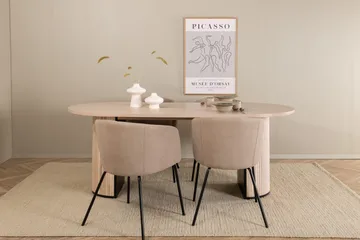 Biana Spisegruppe 200 cm Oval inkl. 4 Berita Stoler - Beige/Svart - Møbler - Bord - Spisegruppe