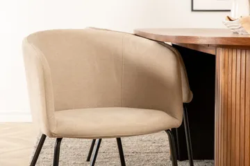 Biana Spisegruppe 200 cm Oval inkl. 4 Berita Stoler - Valnøtt/Beige/Svart - Møbler - Bord - Spisegruppe