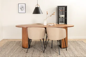 Biana Spisegruppe 200 cm Oval inkl. 4 Berita Stoler - Valnøtt/Beige/Svart - Møbler - Bord - Spisegruppe