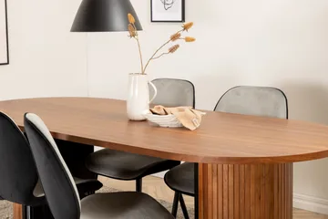 Biana Spisegruppe 200 cm Oval inkl. 4 Emsa Stoler - Valnøttbrun/Lysegrå/Svart - Møbler - Bord - Spisegruppe