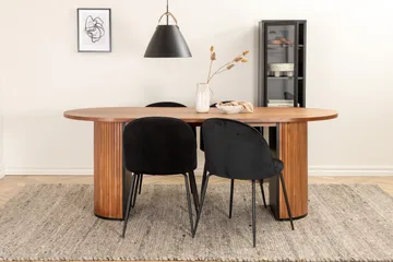 Biana Spisegruppe 200 cm Oval inkl. 4 Foyos Stoler - Valnøttbrun/Svart - Møbler - Bord - Spisegruppe