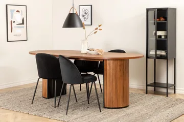 Biana Spisegruppe 200 cm Oval inkl. 4 Foyos Stoler - Valnøttbrun/Svart - Møbler - Bord - Spisegruppe