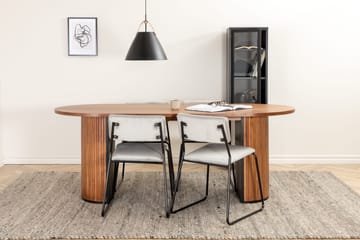 Biana Spisegruppe 200 cm Oval inkl. 4 Kenth Fløyelsstoler - Valnøttbrun/Lysegrå - Møbler - Bord - Spisegruppe
