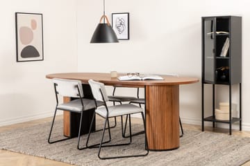 Biana Spisegruppe 200 cm Oval inkl. 4 Kenth Fløyelsstoler - Valnøttbrun/Lysegrå - Møbler - Bord - Spisegruppe