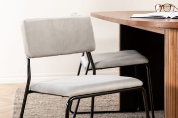 Biana Spisegruppe 200 cm Oval inkl. 4 Kenth Fløyelsstoler - Valnøttbrun/Lysegrå - Møbler - Bord - Spisegruppe