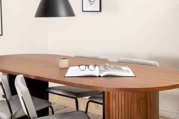 Biana Spisegruppe 200 cm Oval inkl. 4 Kenth Fløyelsstoler - Valnøttbrun/Lysegrå - Møbler - Bord - Spisegruppe