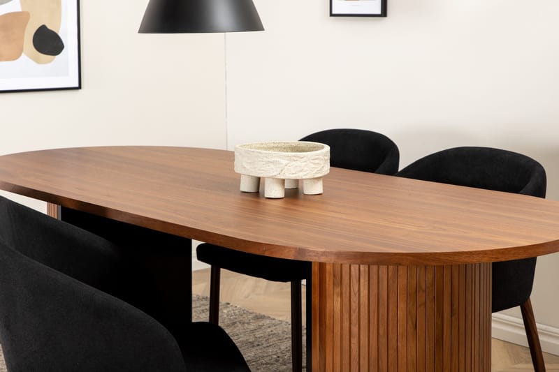 Biana Spisegruppe 200 cm Oval inkl. 4 Kullersbro Stoler - Valnøttbrun/Svart/Brun - Møbler - Bord - Spisegruppe