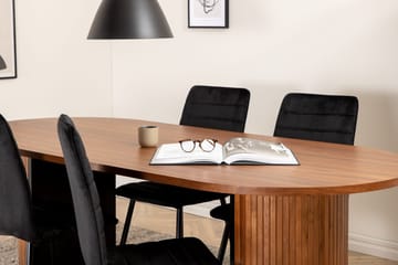 Biana Spisegruppe 200 cm Oval inkl. 4 Robin Fløyelsstoler - Valnøttbrun/Svart - Møbler - Bord - Spisegruppe