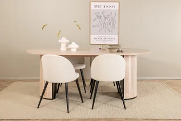 Biana Spisegruppe 200 cm Oval inkl. 4 Valera Cordfløyelstole - Beige/Svart/Beige - Møbler - Bord - Spisegruppe