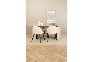 Biana Spisegruppe 200 cm Oval inkl. 4 Valera Cordfløyelstole - Beige/Svart/Beige - Møbler - Bord - Spisegruppe