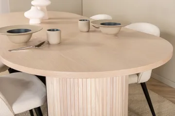 Biana Spisegruppe 200 cm Oval inkl. 4 Valera Cordfløyelstole - Beige/Svart/Beige - Møbler - Bord - Spisegruppe