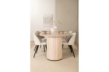 Biana Spisegruppe 200 cm Oval inkl. 4 Valera Cordfløyelstole - Beige/Svart/Beige - Møbler - Bord - Spisegruppe