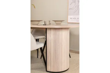 Biana Spisegruppe 200 cm Oval inkl. 4 Valera Cordfløyelstole - Beige/Svart/Beige - Møbler - Bord - Spisegruppe