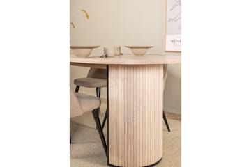 Biana Spisegruppe 200 cm Oval inkl. 4 Velvets Stoler - Beige/Svart - Møbler - Bord - Spisegruppe